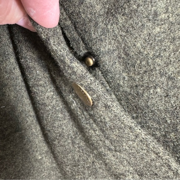 LAUREN RALPH LAUREN Olive Green Wool Full Zip Long Coat Size Large - Picture 5 of 11